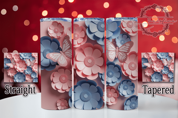 3D Butterfly Wildflower Tumbler Design