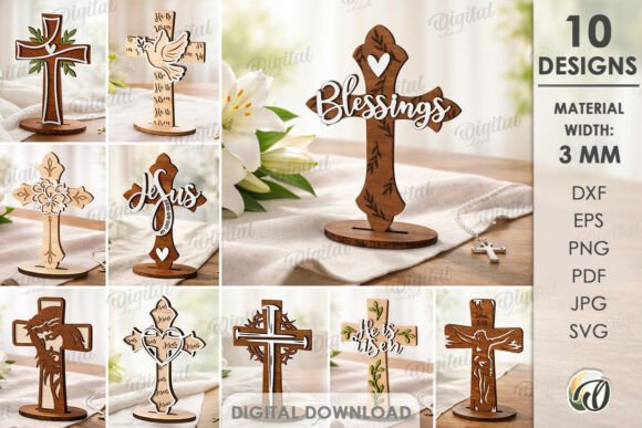 3D Christian Standing Crosses Bundle – Creative Design Solutions for Home, Office, and Beyond