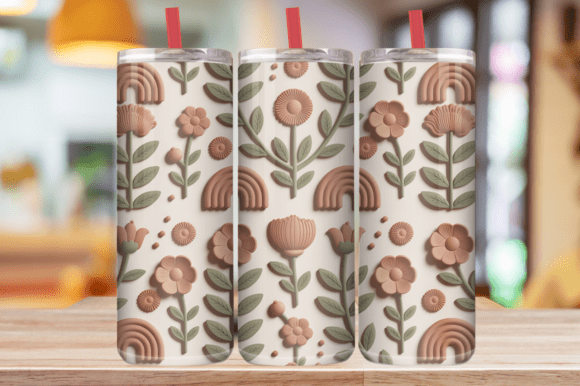 3D Embossed Boho Floral Tumbler Wrap