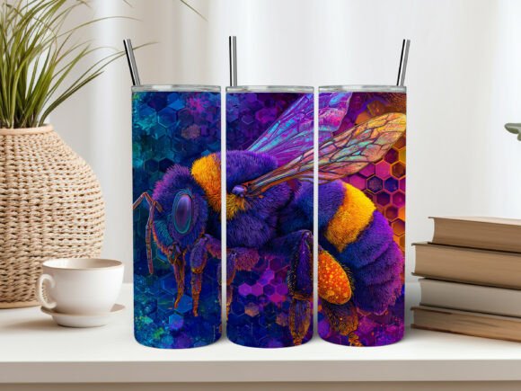 3D Flower Bee Honeycomb 20 Oz Skinny Design for Tumbler Customization
