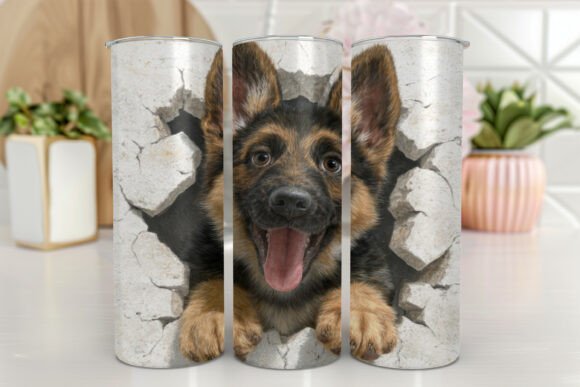 3D German Shepherd Tumbler Wrap for 20oz Straight Skinny Tumblers