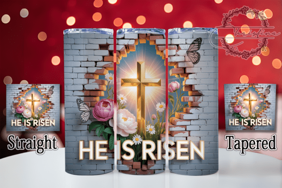 3D He Is Risen Cross Tumbler Design