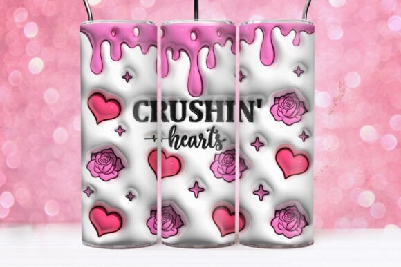 3D Inflated Crushin Hearts Pink Tumbler: A Unique Design for Valentine’s Day and Beyond