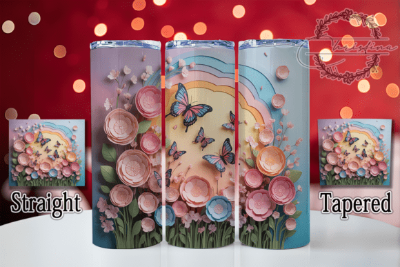 3D Inflated Elegant Butterfly Tumbler Design