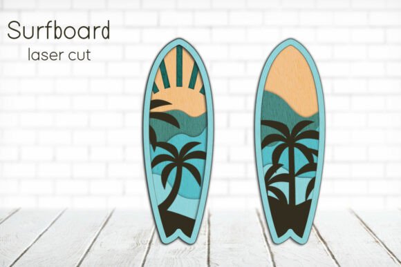 3D Layered Surfboard Ocean Laser Cut Designs for Creative Projects