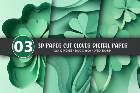 3D Paper Cut Clover Digital Paper: Strategic Design for Versatile Creative Projects