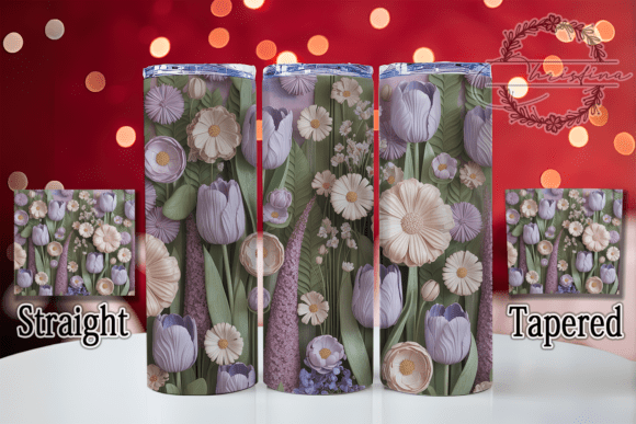 3D Pastel Tulip Daisy Tumbler Design
