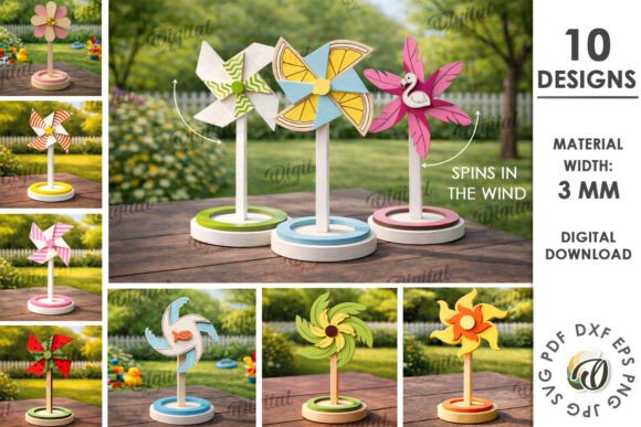 3D Pinwheel Stands Bundle: A Practical Design Resource for Laser Cutting Enthusiasts