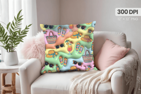 3D Puff Summer Accessories Pillow PNG – A Stylish Addition to Home Décor and Crafting Projects