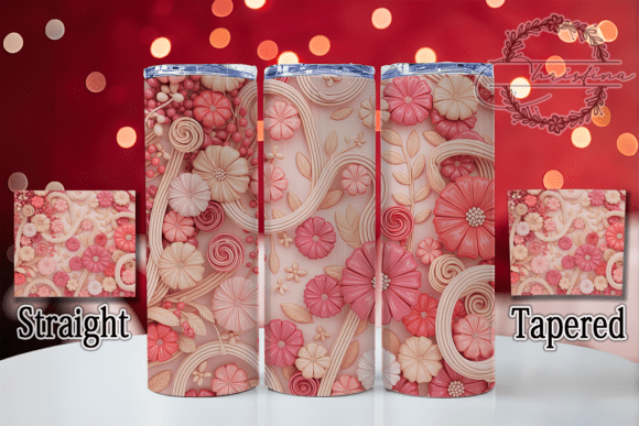3D Puffy Pink Floral Tumbler Design