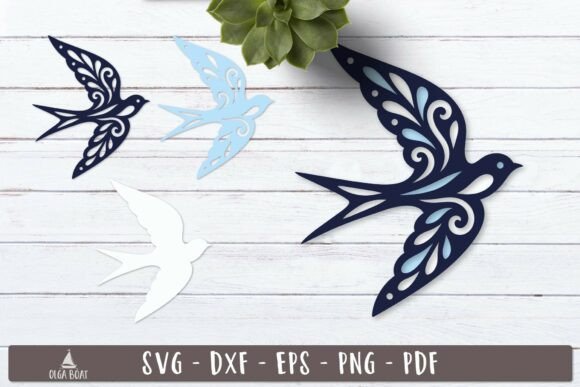 3D Swallow Layered SVG Flying Bird: Elevate Your Craft Projects with Precision and Elegance