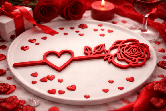 3D Valentine Rose with Heart 3D Model for 3D Printing: A Modern Touch for Romantic Decor