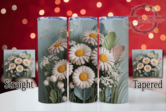 3D White Daisy Floral Tumbler: Strategic Design for Creative and Business Use