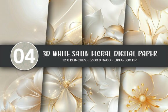 3D White Satin Floral Digital Paper: A Versatile Design Solution for Modern Creators