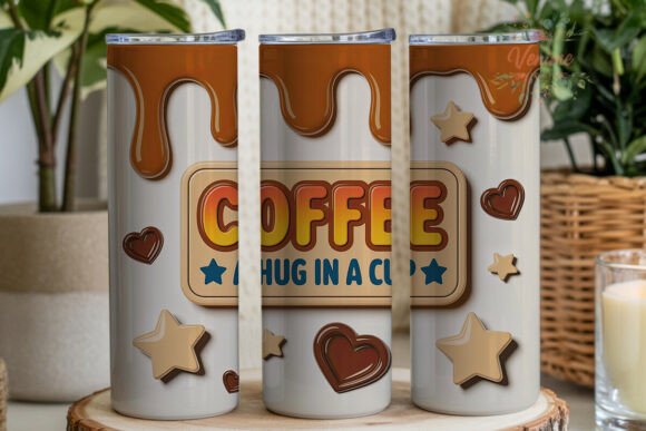 Coffee Hug 3D Drips 20oz Tumbler Wrap