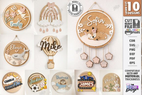 Customize Your Child’s Space with 3D Kids Room Name Signs Laser Cut Bundle