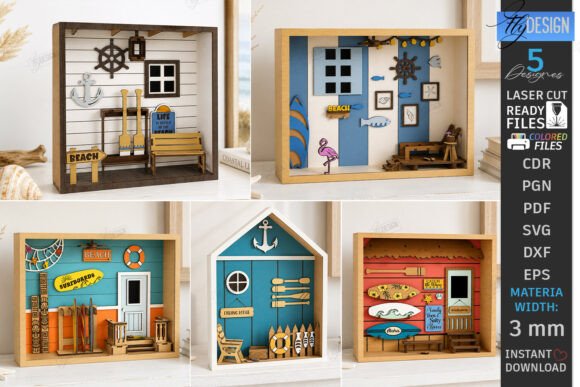 Exploring the 3D Beach Room Box Miniature Laser Bundle for Creative Woodworking Projects