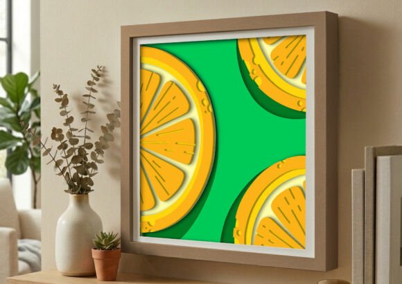 Fresh Lemon Fruit 3D Layered Shadow Box: A Vibrant Addition to Modern Decor and Craft Projects
