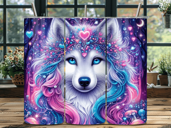 Galaxy Magic Heart Wolf 3D Tumbler Wrap: A Creative Design Solution for Custom Tumbler Enthusiasts
