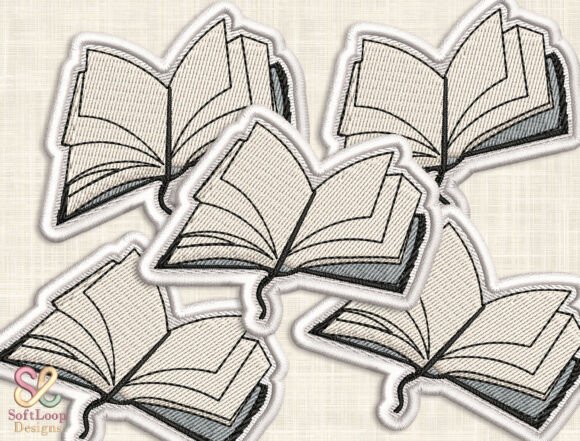 Open Book Patch Embroidery Design: A Modern Touch for Literary-Inspired Crafters