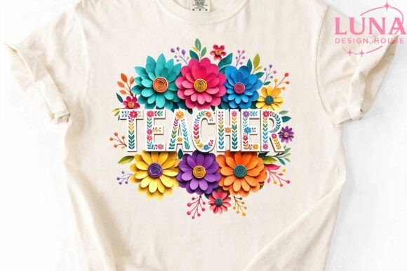 Teacher Floral 3D Paper Flowers PNG: A Versatile Design for Creative Print Projects