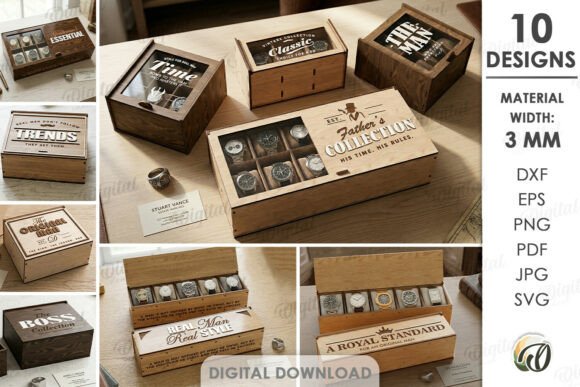 Unlock Creativity with the 3D Men Accessories Boxes Bundle (Lasercut Designs)