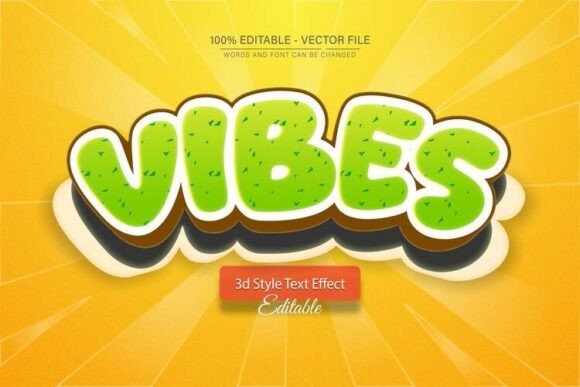 Vibes Cartoon Green 3D Text Effect: A Versatile Design Tool for Modern Creatives
